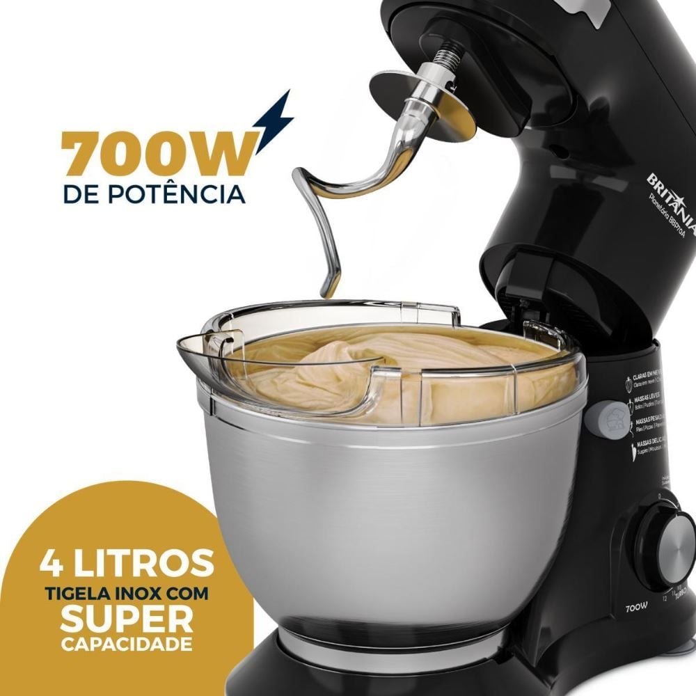 Batedeira Planetária Britânia 4 Litros Bowl Inox BBP70A