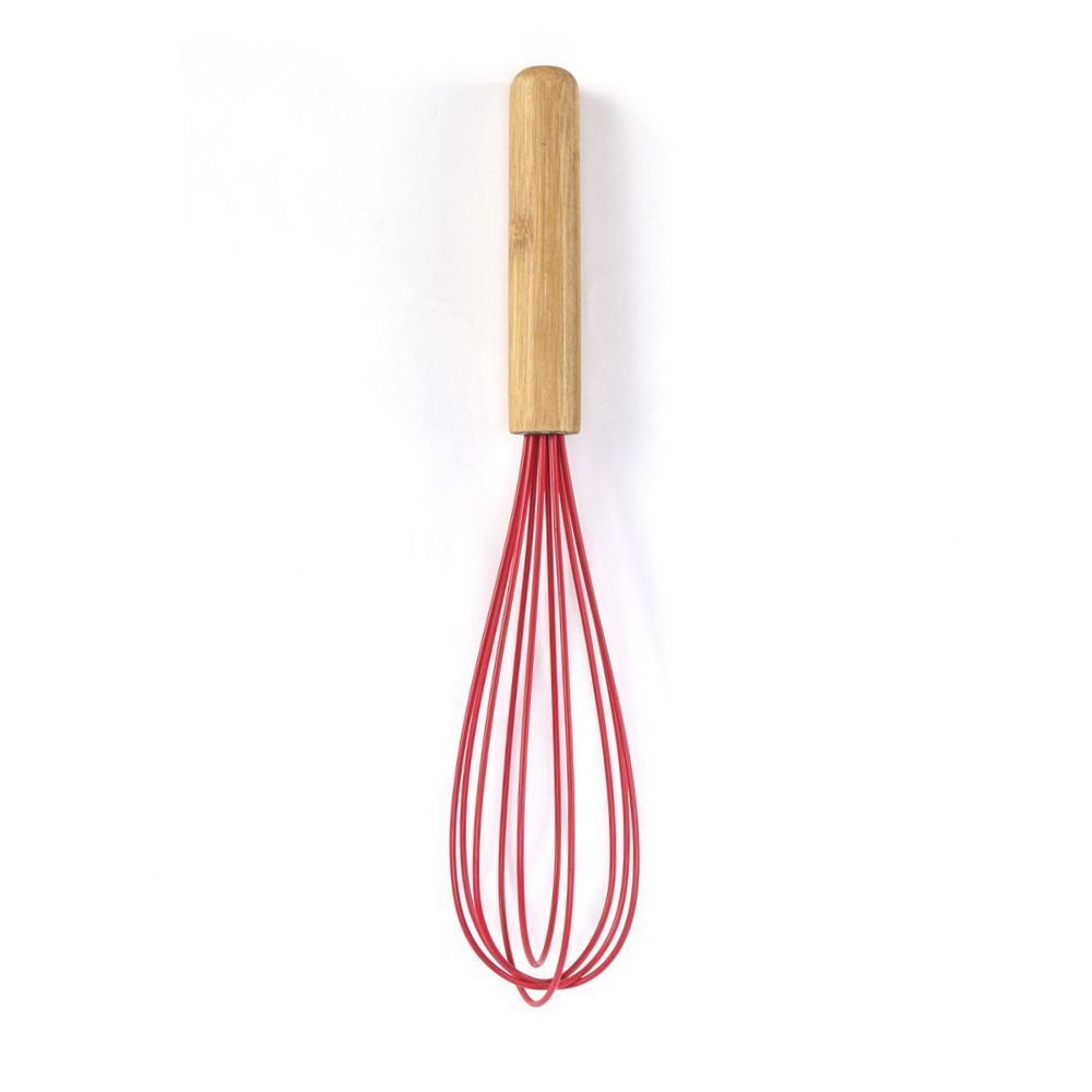 Batedor Fouet De Silicone Com Cabo De Bambu Havan Casa - Vermelho