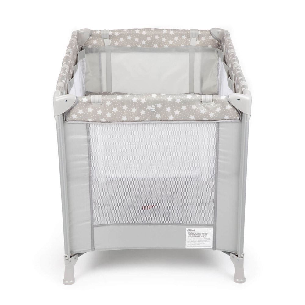 Berço Fit Portátil 0 Meses A 15 Kg Desmontável Voyage - Cinza Estrela