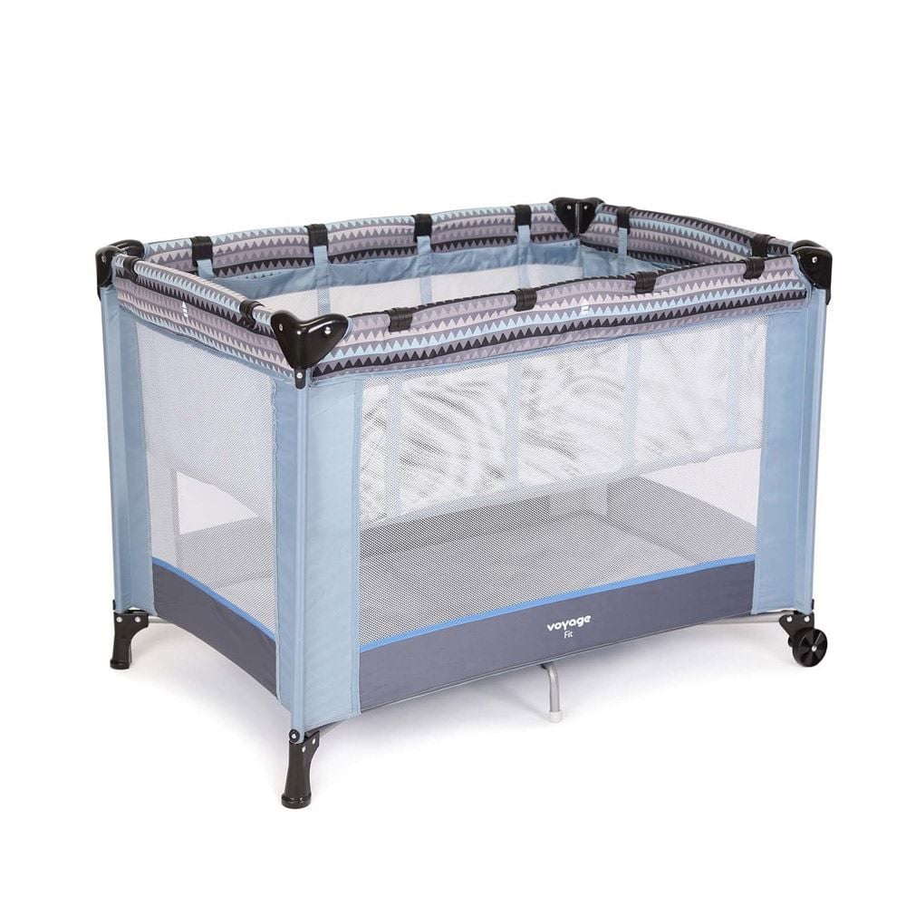 Berço Fit Portátil 0 Meses A 15 Kg Desmontável Voyage - Azul Geo