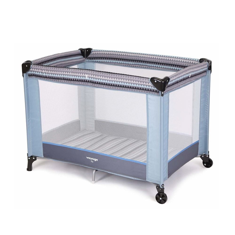 Berço Fit Portátil 0 Meses A 15 Kg Desmontável Voyage - Azul Geo
