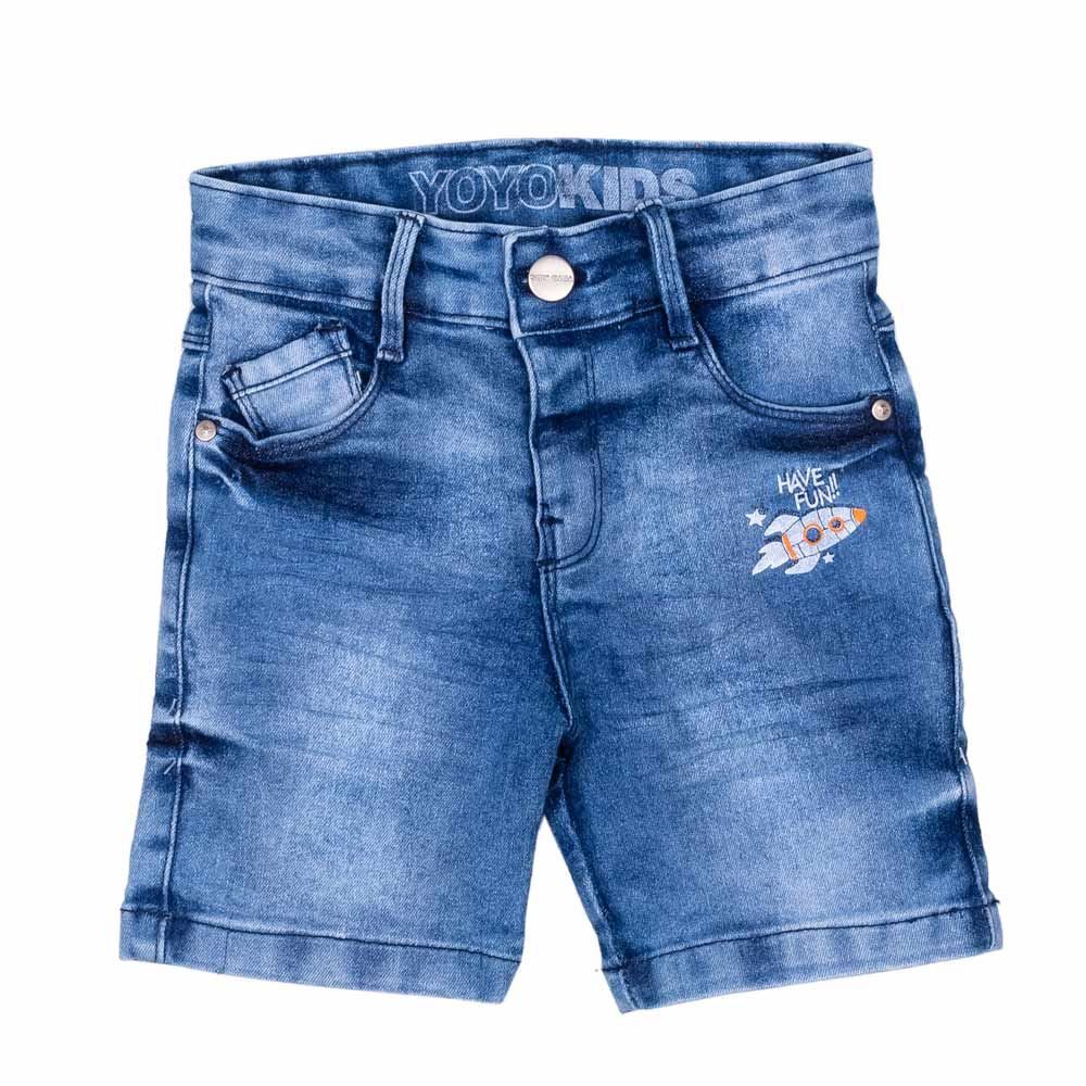 Bermuda 1 a 3 anos Jeans com Foguete Yoyo Kids