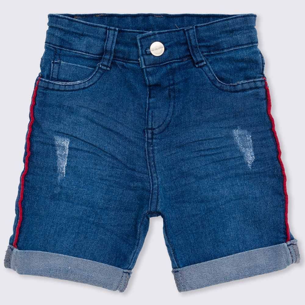 Bermuda 1 a 3 anos Jeans Galão Vermelho Yoyo Kids