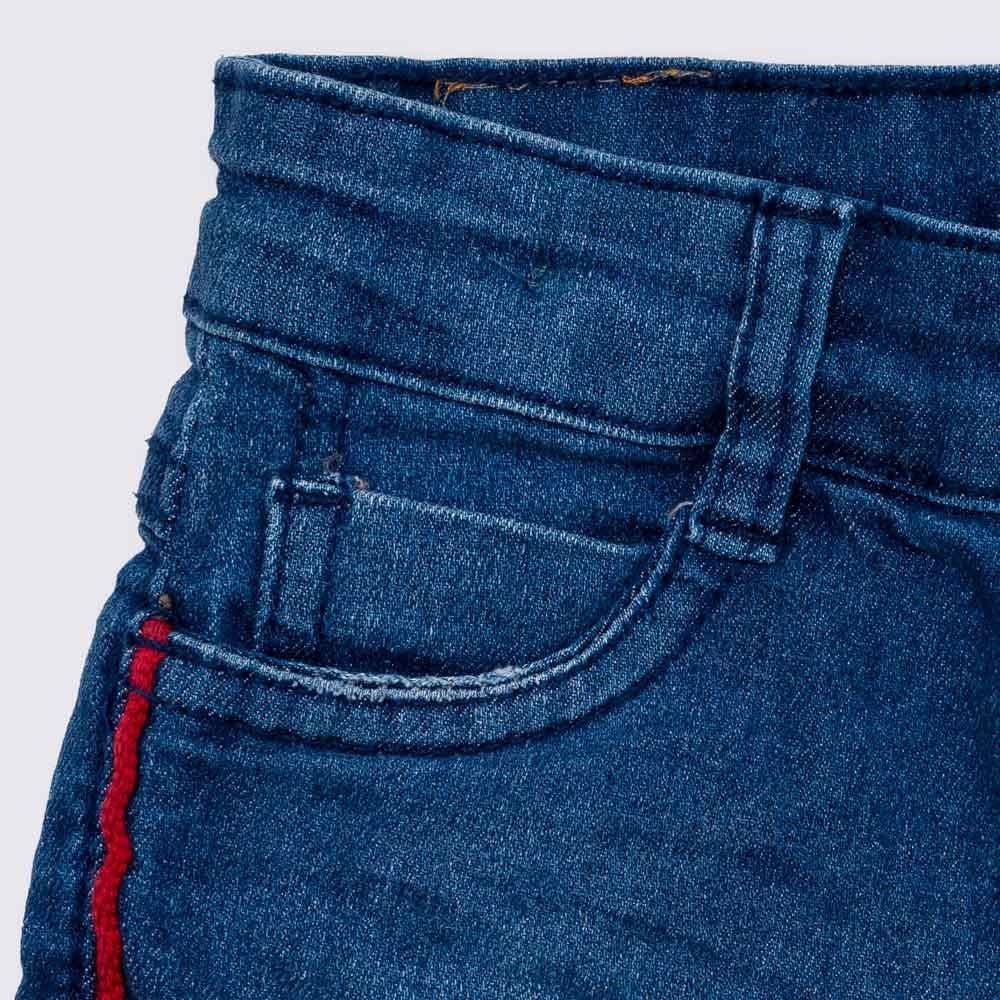 Bermuda 1 a 3 anos Jeans Galão Vermelho Yoyo Kids