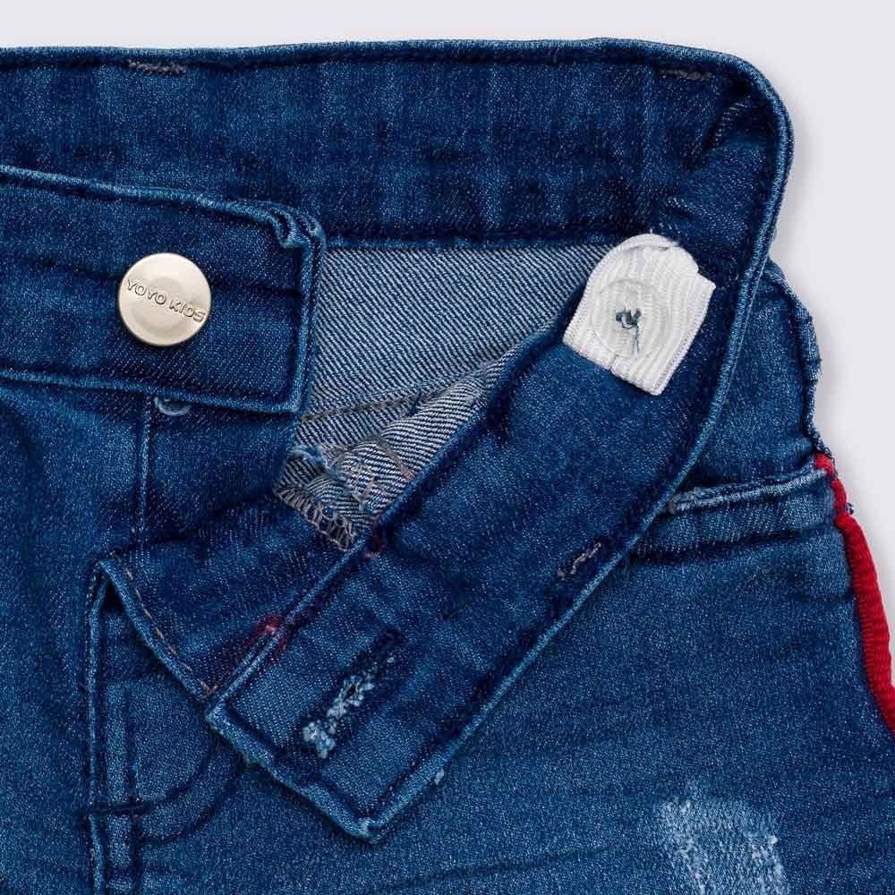 Bermuda 1 a 3 anos Jeans Galão Vermelho Yoyo Kids
