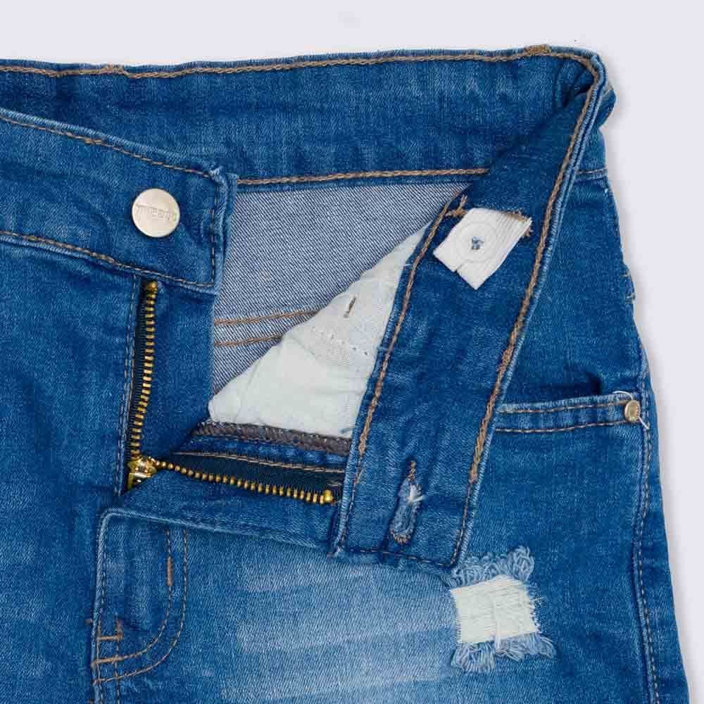 Bermuda 12 a 16 anos Jeans Barra Desfiada Hot Dog