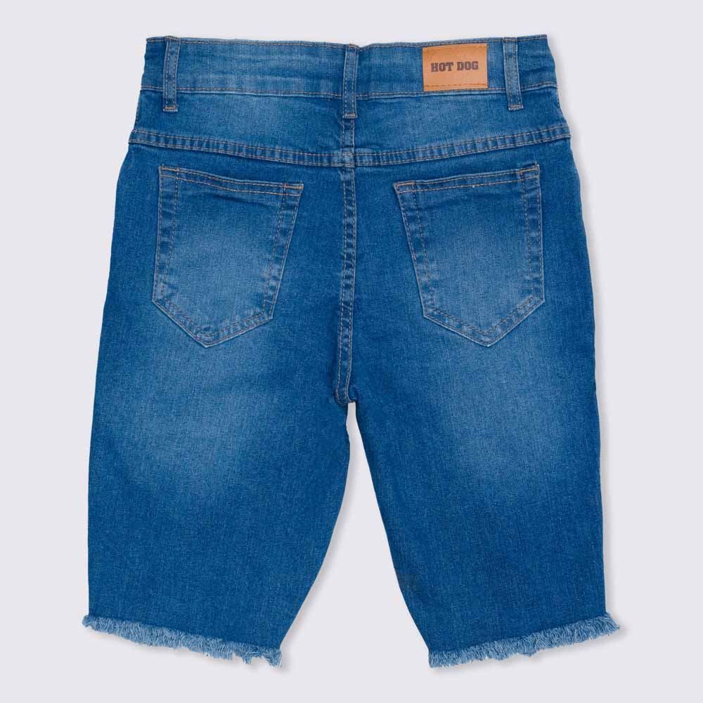 Bermuda 12 a 16 anos Jeans Barra Desfiada Hot Dog