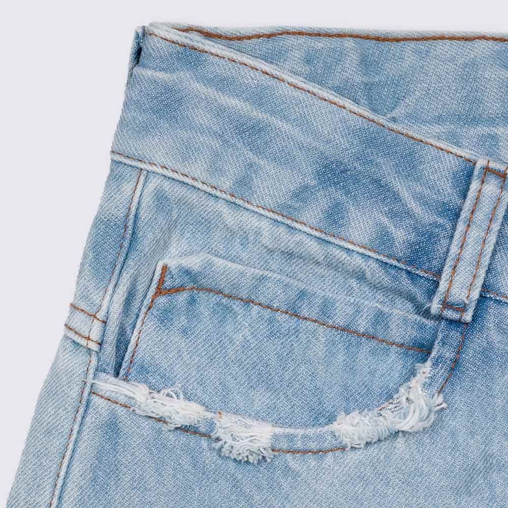 Bermuda 12 a 16 anos Jeans com Barra Desfiada Hot Dog