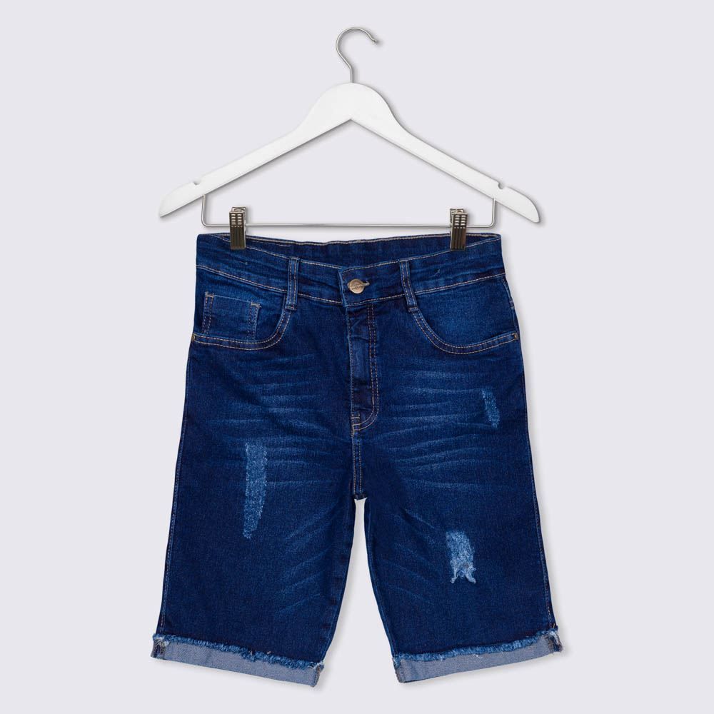 Bermuda 12 a 16 anos Jeans com Barra Dobrada Hot Dog
