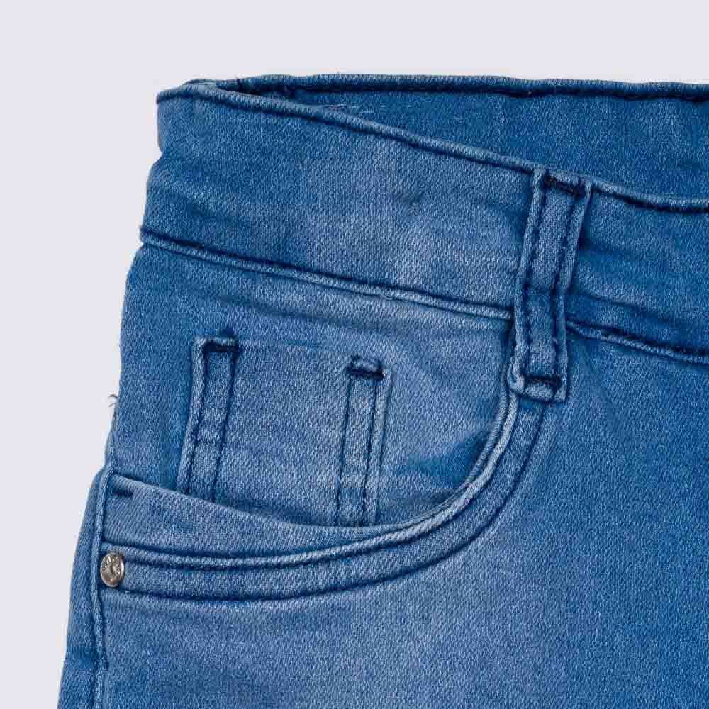 Bermuda 4 a 10 anos Jeans Barra Desfiada Dobrada Hot Dog