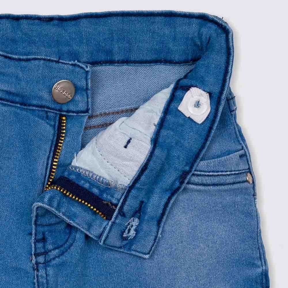 Bermuda 4 a 10 anos Jeans Barra Desfiada Dobrada Hot Dog