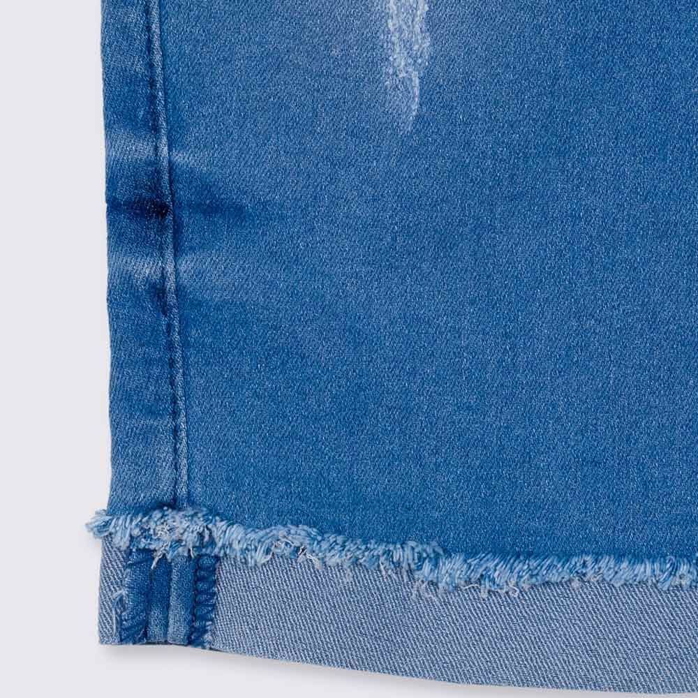 Bermuda 4 a 10 anos Jeans Barra Desfiada Dobrada Hot Dog