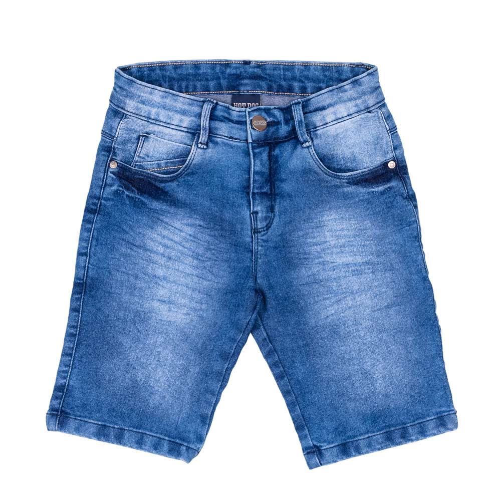 Bermuda 4 a 10 Anos Jeans com Amassado Hot Dog