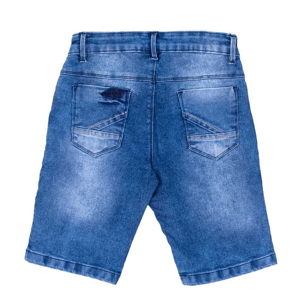 Bermuda 4 a 10 Anos Jeans com Amassado Hot Dog