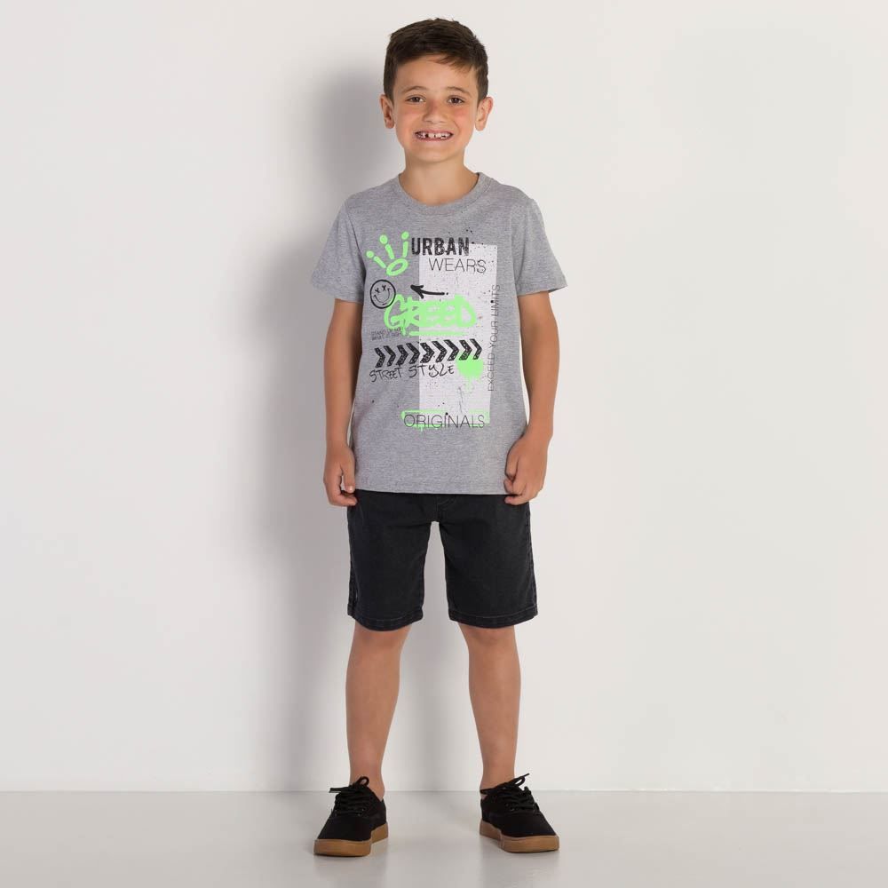 Bermuda 4 a 10 anos Jeans Jogger com Bolsos Hot Dog