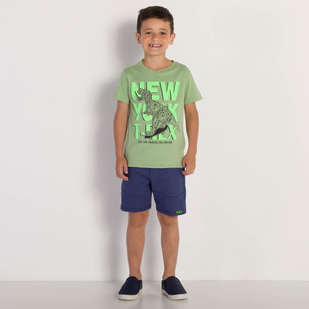 Bermuda 4 a 10 anos Jogger Malha Jeans Hot Dog