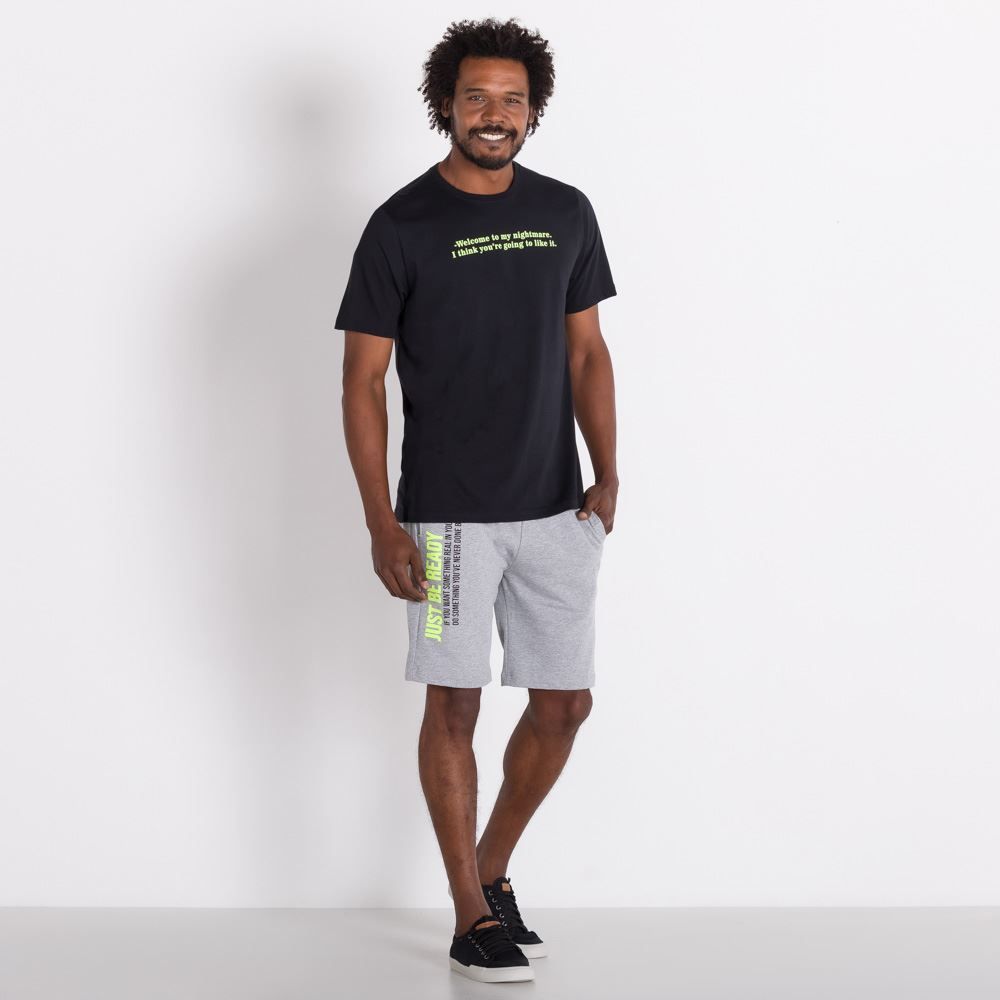 Bermuda de Moletinho com Estampa Neon Thing