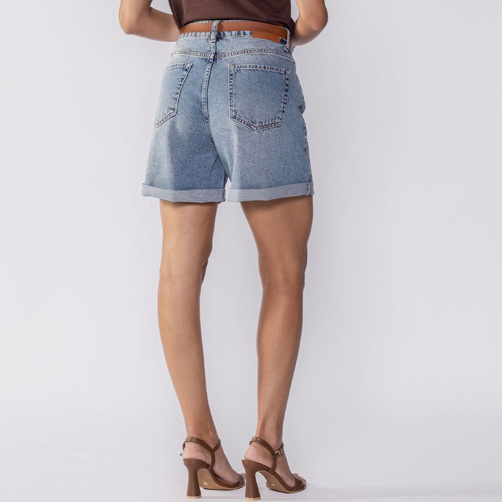 Bermuda Feminina Jeans Com Cinto Patricia Foster