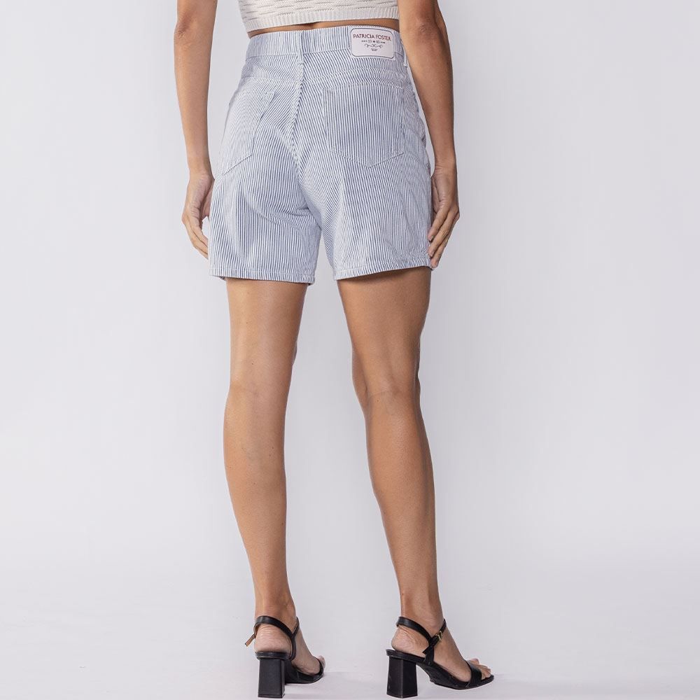 Bermuda Feminina Listrada De Sarja Patricia Foster