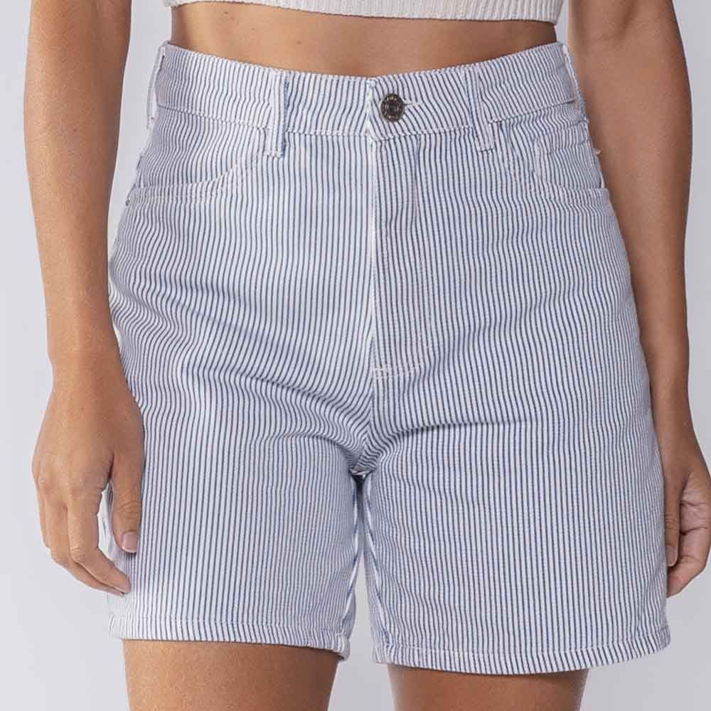 Bermuda Feminina Listrada De Sarja Patricia Foster