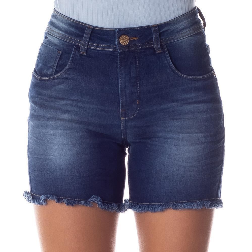 Bermuda Jeans 1/2 Coxa Barra Desfiada Patrícia Foster