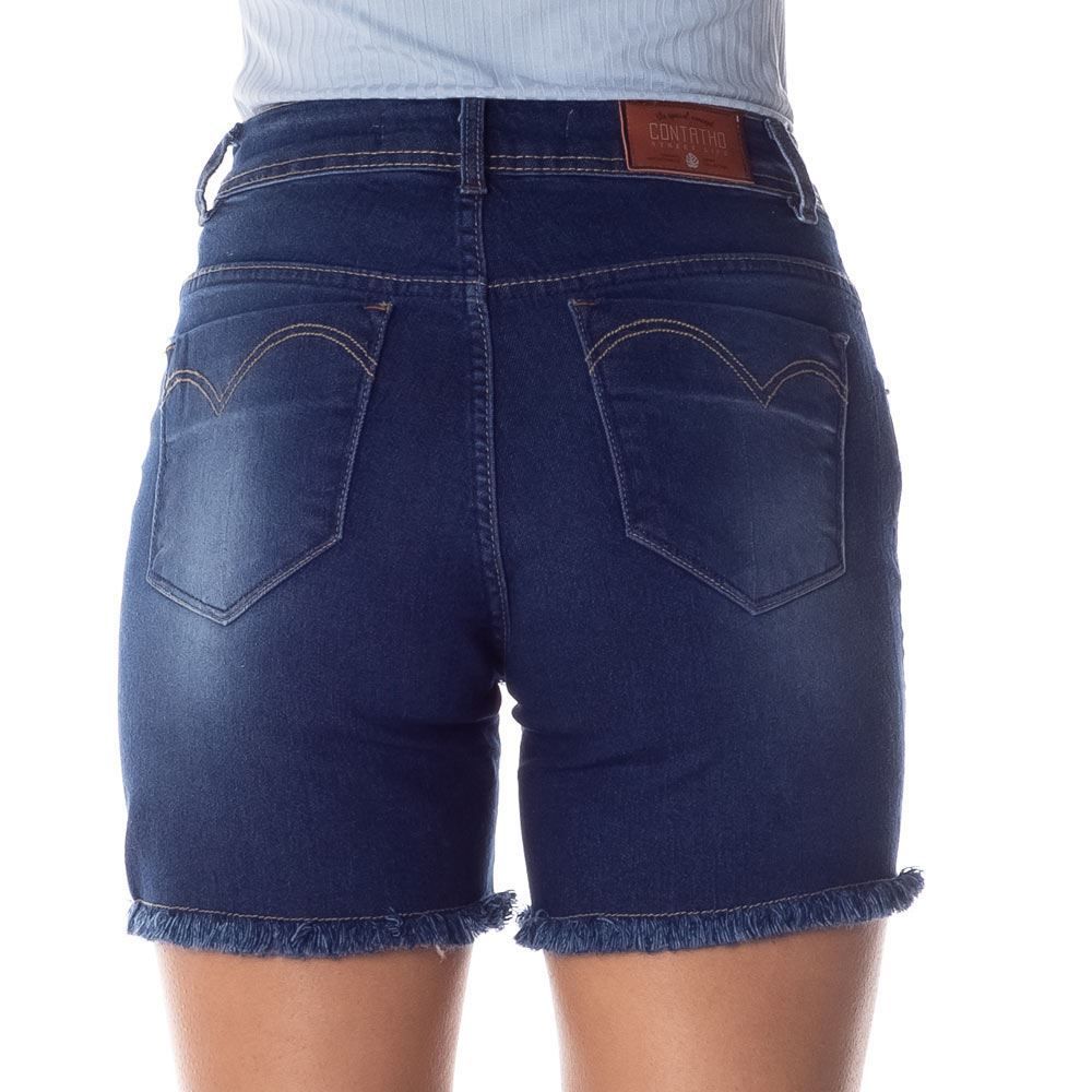 Bermuda Jeans 1/2 Coxa Barra Desfiada Patrícia Foster