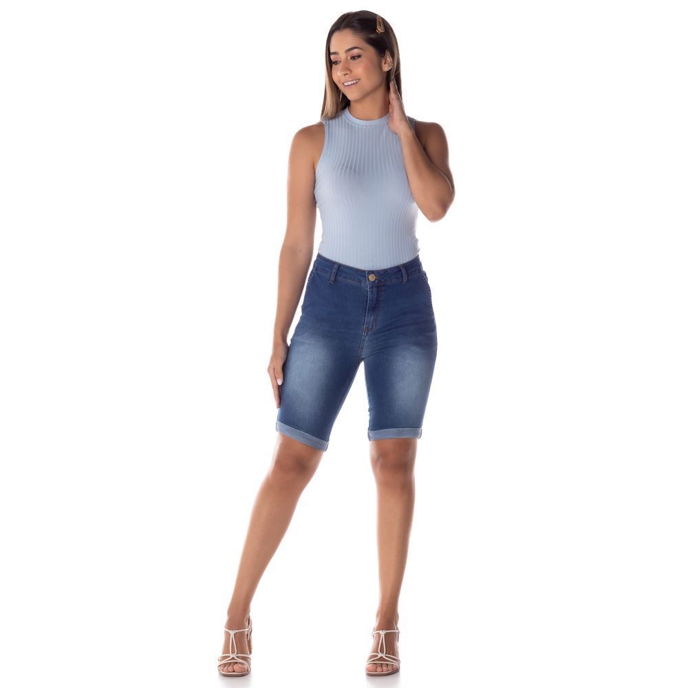 Bermuda Jeans Ciclista Bolso Faca Patrícia Foster