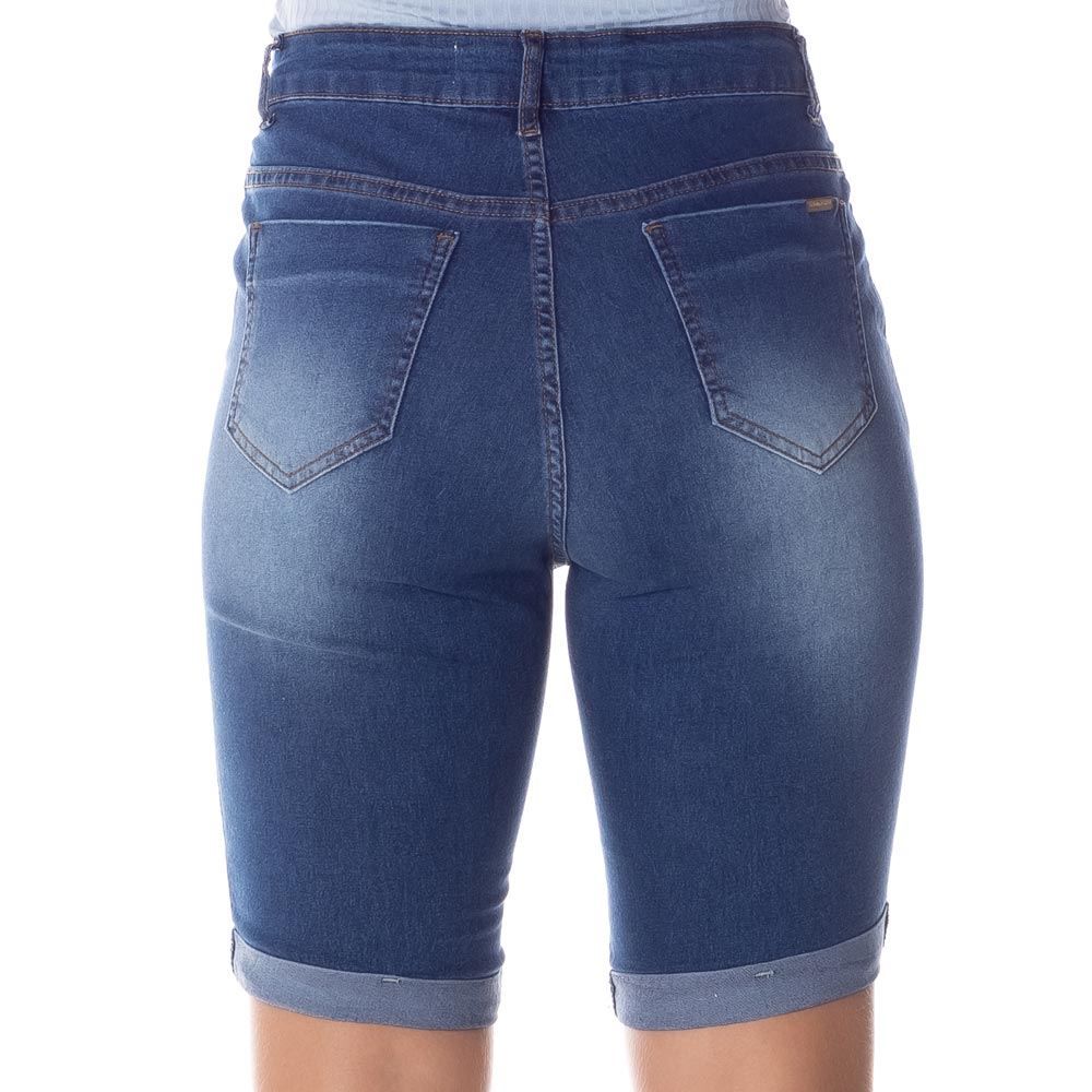 Bermuda Jeans Ciclista Bolso Faca Patrícia Foster