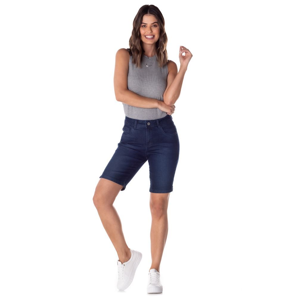 Bermuda Jeans Ciclista com Stone Leve Conthato