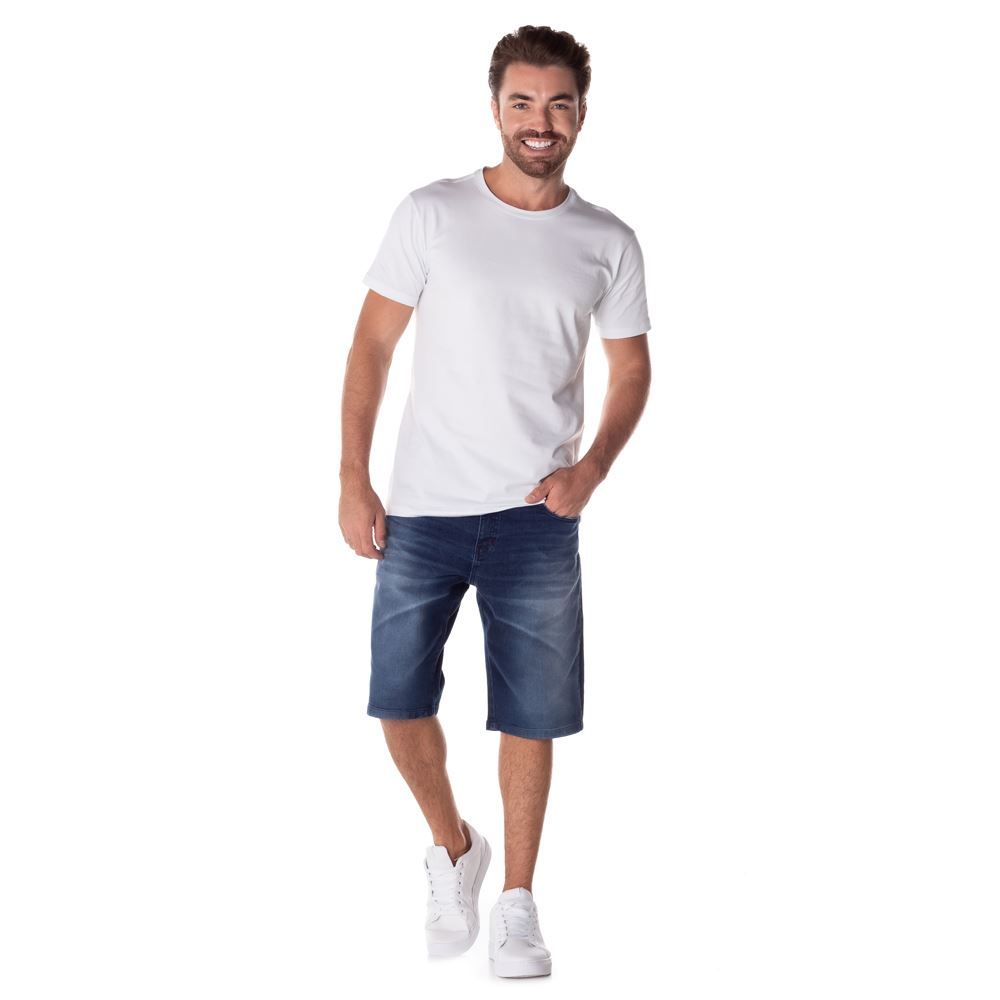 Bermuda Jeans com Bigode Laser Marc Alain