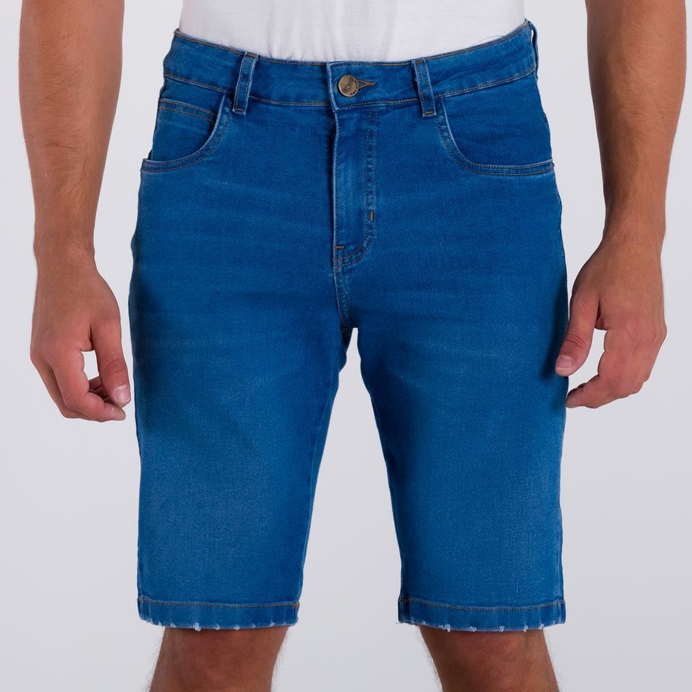 Bermuda Jeans com Puídos na Barra Marc Alain