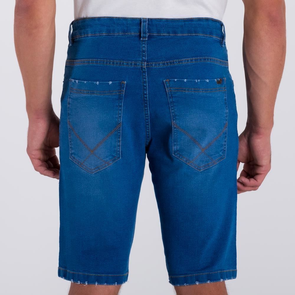 Bermuda Jeans com Puídos na Barra Marc Alain