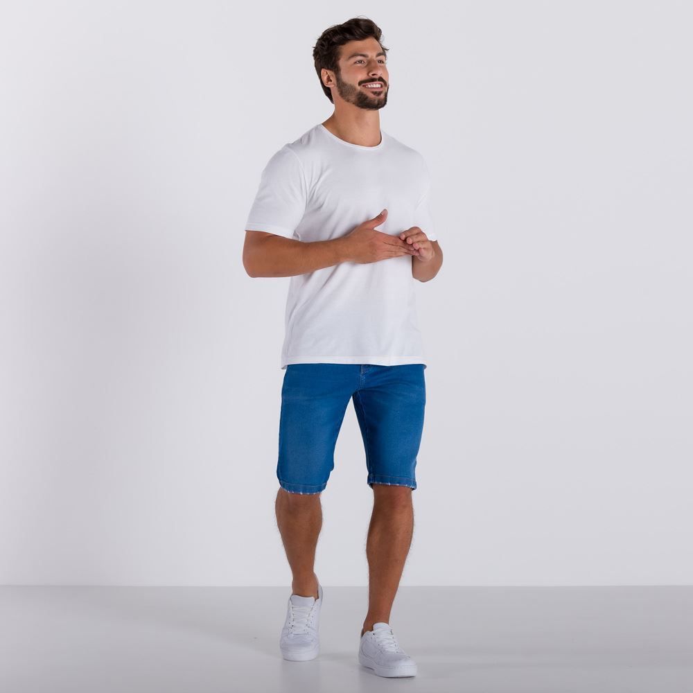 Bermuda Jeans com Puídos na Barra Marc Alain