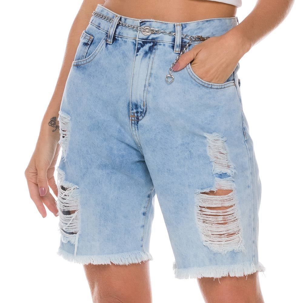 Bermuda Jeans com Puídos Zune By Sabrina Sato