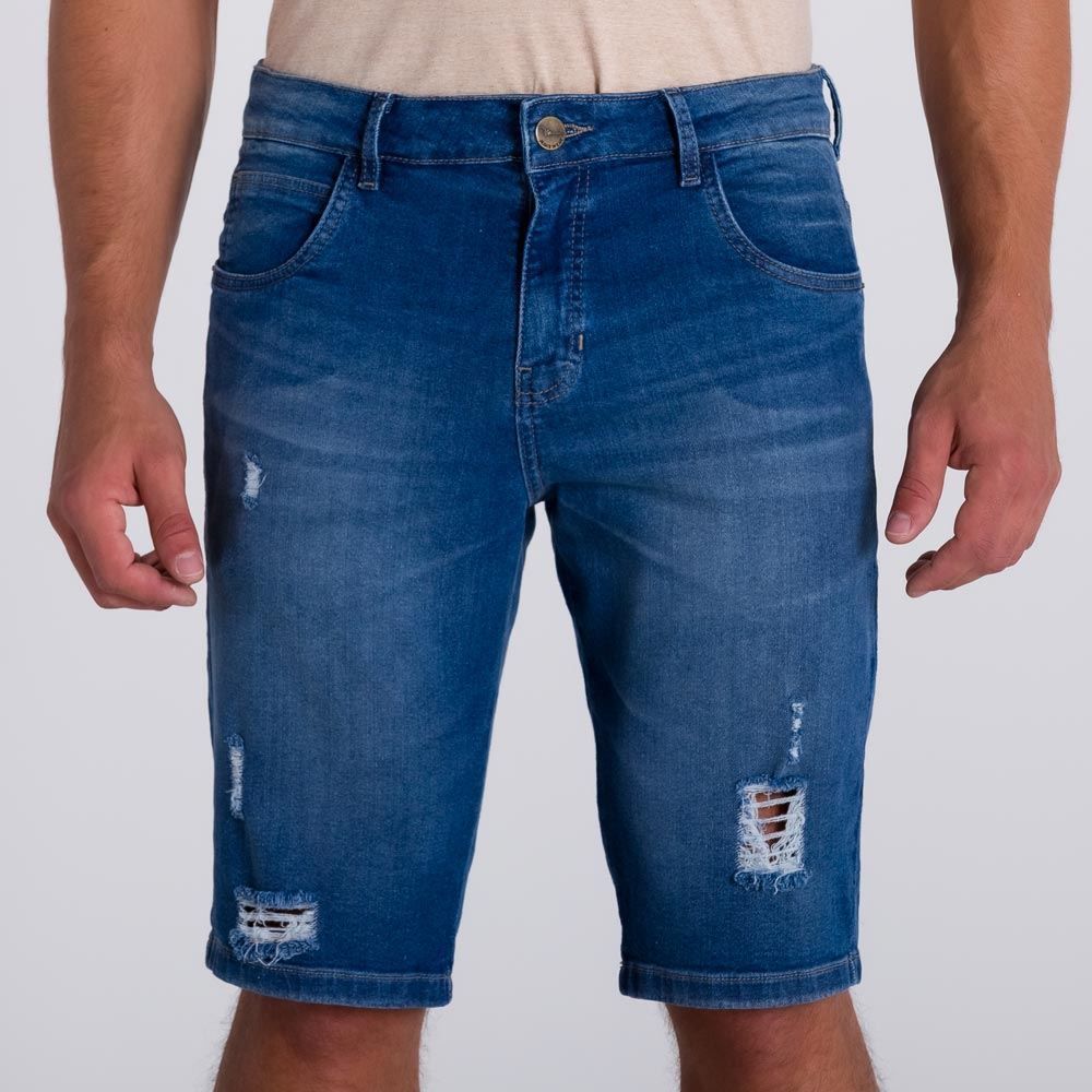 Bermuda Jeans em Lavagem Média Marc Alain