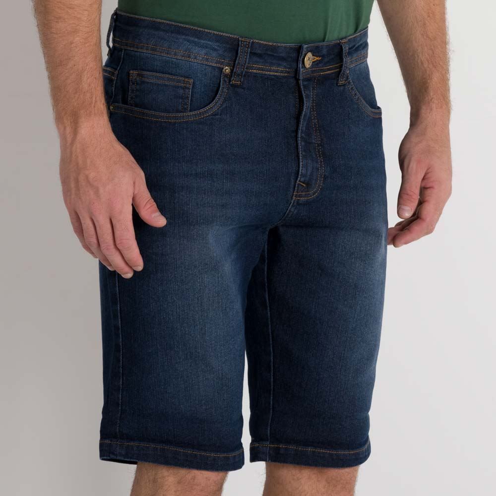 Bermuda Jeans Escura com Barra Dobrada Marc Alain