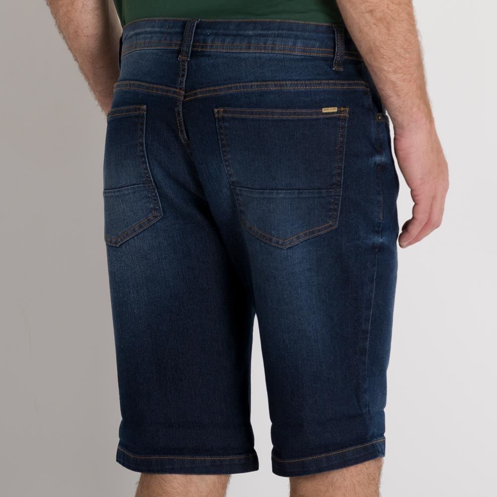 Bermuda Jeans Escura com Barra Dobrada Marc Alain