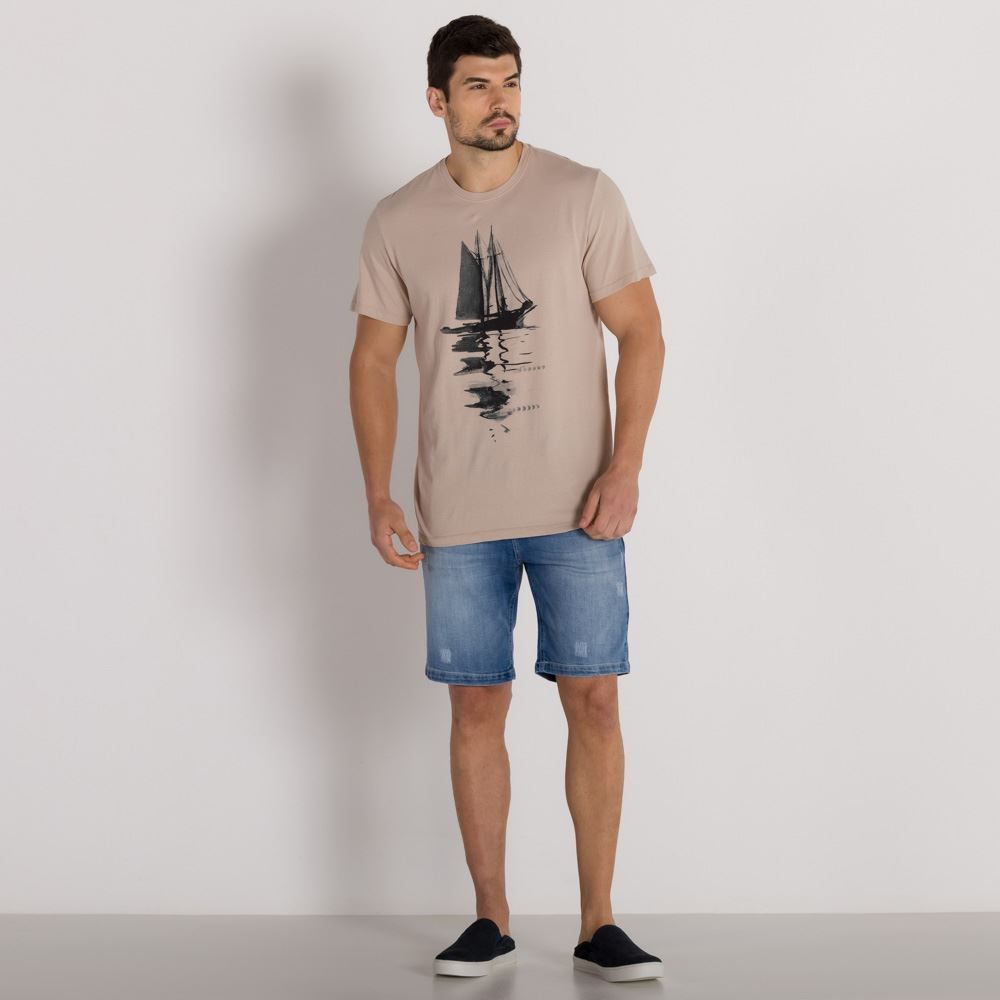 Bermuda Jeans Masculina com Fricção Marc Alain