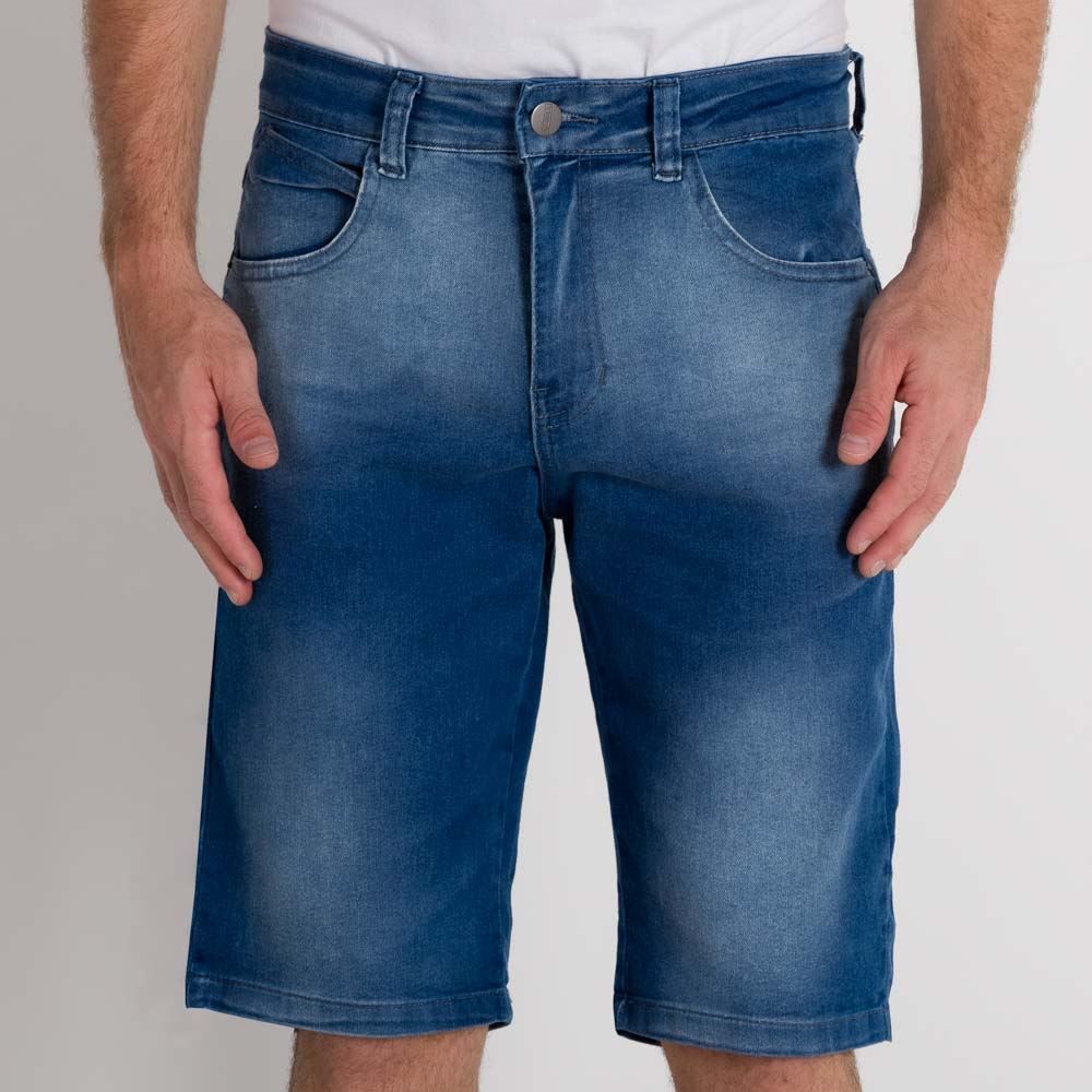 Bermuda Jeans Masculina Escura com Bigodes Thing