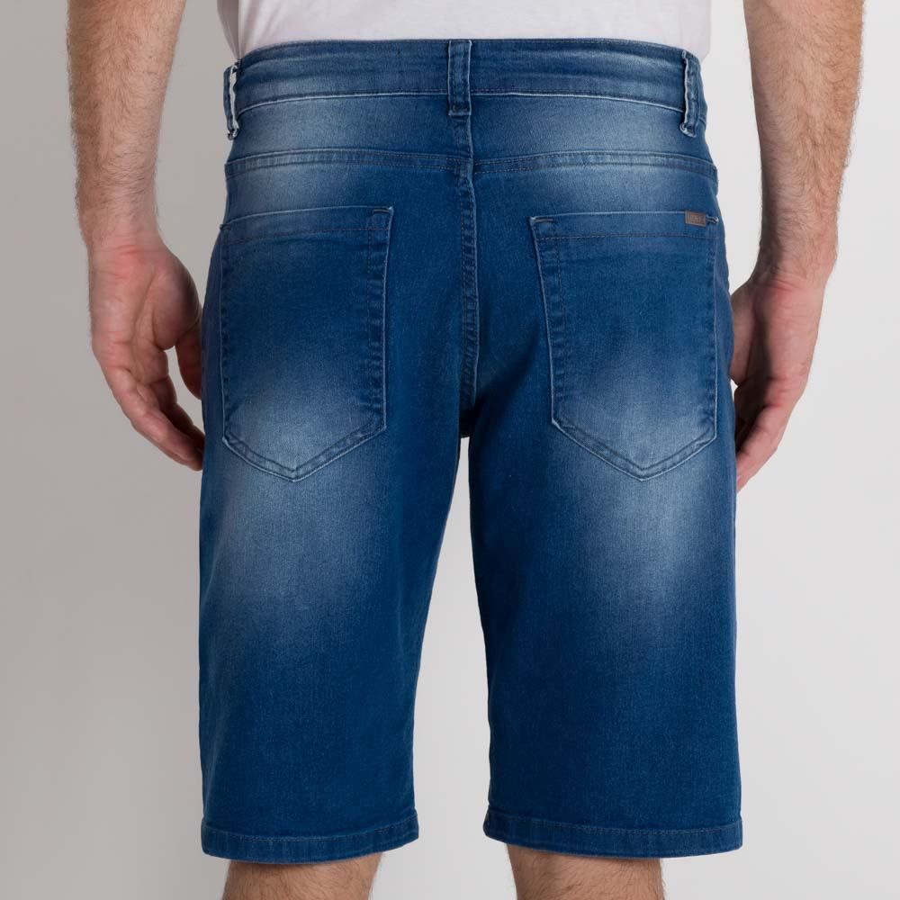 Bermuda Jeans Masculina Escura com Bigodes Thing