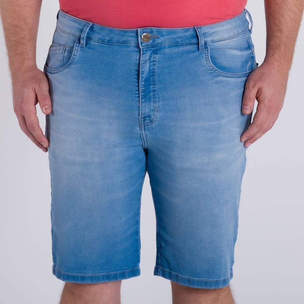 Bermuda Jeans Plus Size com Bigodes Marc Alain