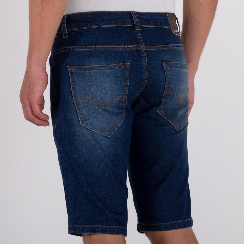 Bermuda Jeans Skinny com Bigodes Rock&Soda