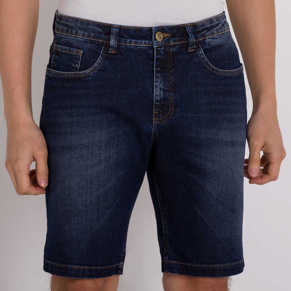 Bermuda Jeans Tradicional com Bigodes Marc Alain