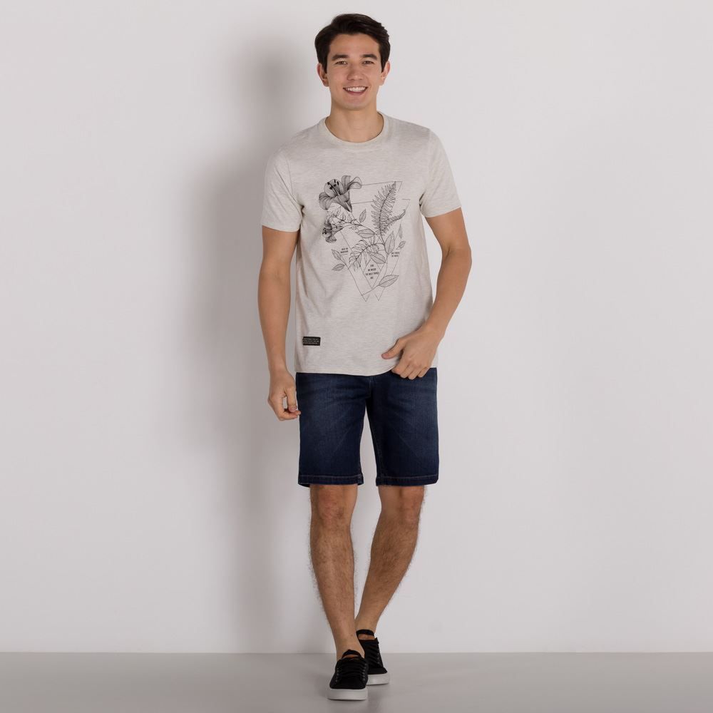 Bermuda Jeans Tradicional com Bigodes Marc Alain