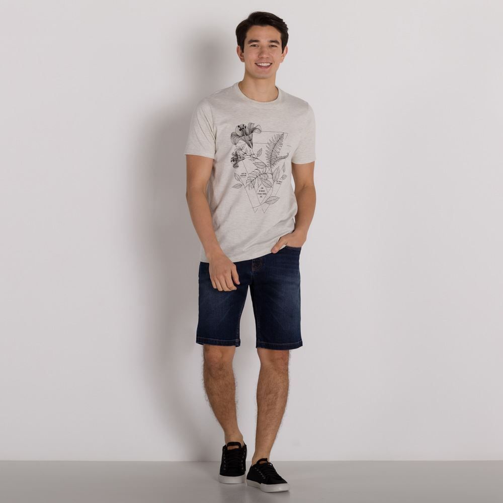 Bermuda Jeans Tradicional com Bigodes Marc Alain