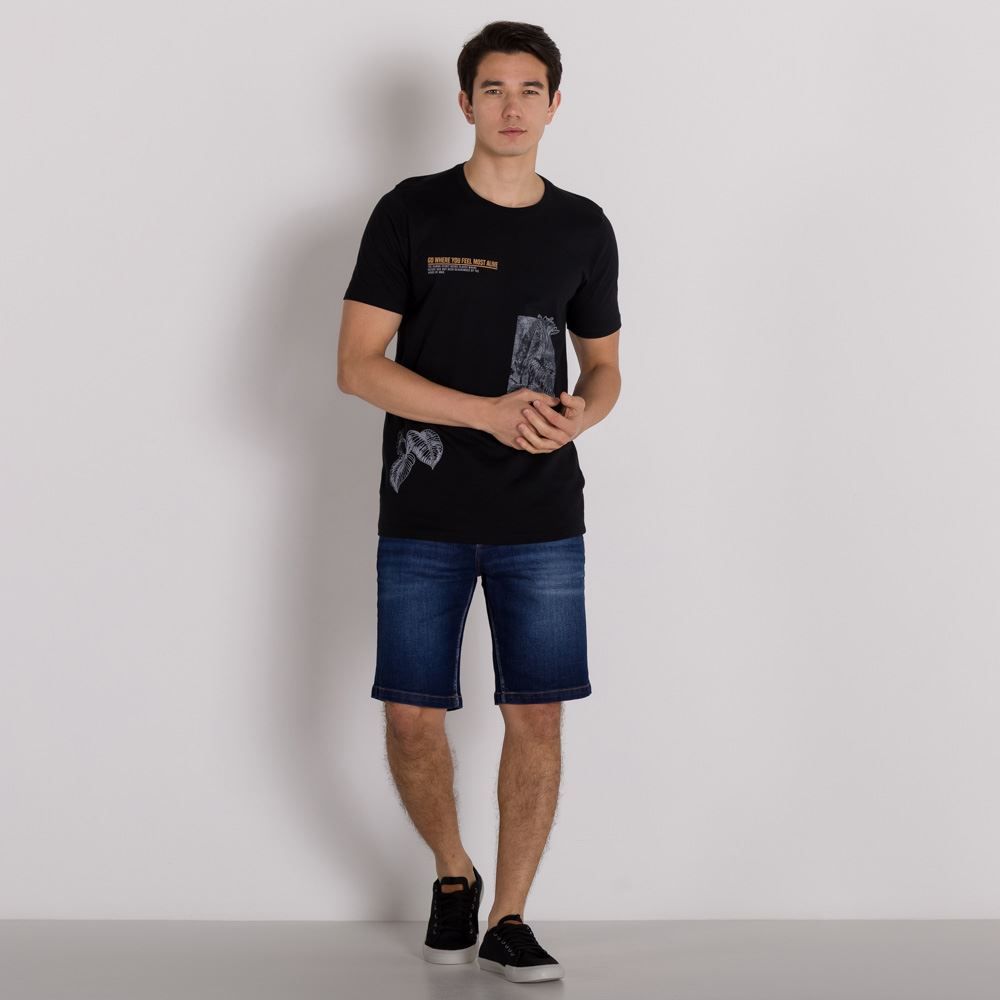 Bermuda Jeans Tradicional com Ponto de Luz Marc Alain