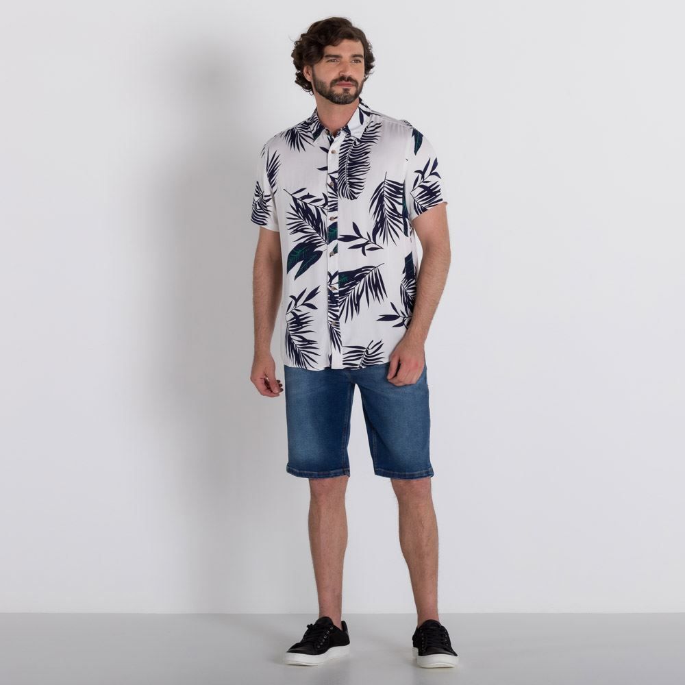 Bermuda Jeans Tradicional com Used Marc Alain