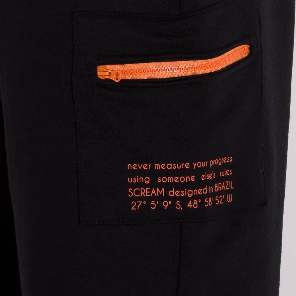 Bermuda Moletom Bolso Cargo Zíper Scream