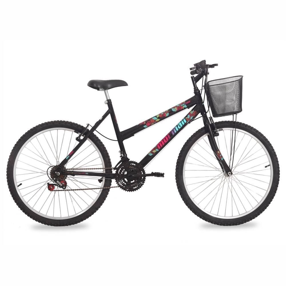 Bicicleta Aro 26 Safira Preta Com Cesta Mormaii - 202040124130121