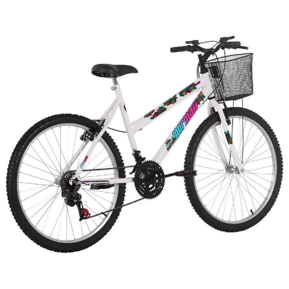 Bicicleta Aro 26 Safira Preta com Cesta Mormaii - Branco